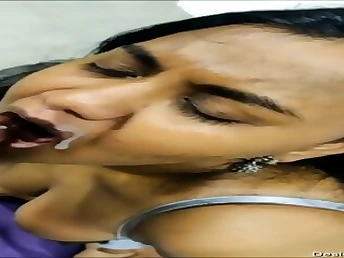 Watch how this chesty Tamil MILF gets her uncensored blowjob from her husband in the office