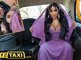 Desi nurse with large joy bags gets her cock-squeezing gash boinked rock hard in faux taxi action