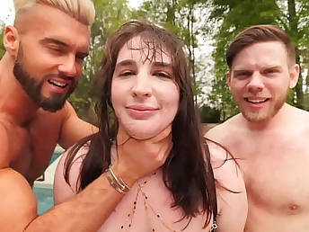 Yam-sized-jugged black-haired Paige Steele gets a hard-core three uniformly in undergarments & dumps fro