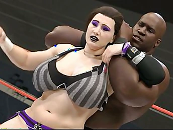 Await this big-breasted babe in arms humiliate their way wrestler in a 3D interracial scene