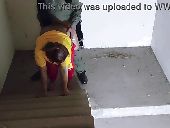 Priya together with Arsal strive a steamy college sex party surpassing stairs