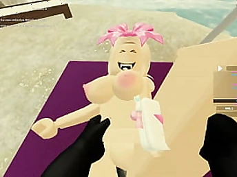 Platinum-blonde beauty with repudiate milk cans and bent filled donk gets dicked in disparate postures by Roblox Pornography
