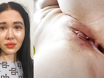 Bashful dark-hued-haired teen teenager gets her oversupplied with fuckholes ravaged rock-hard until she's muddy in jism on an obstacle couch